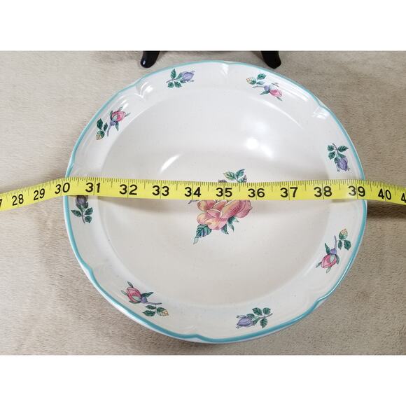 Large Serving Plate & Bowl Cottage Rose Stoneware International Tableworks Japan - Picture 10 of 11